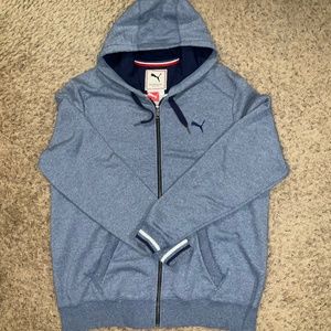 Puma Men’s Limited Edition Heather Blue Super Soft Zipper Hoodie with Pockets